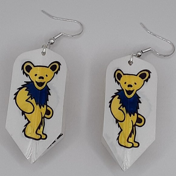 1987 Vintage Grateful Dead GDM Handcrafted Dart Flight Earrings Dancing Bears - Picture 14 of 14